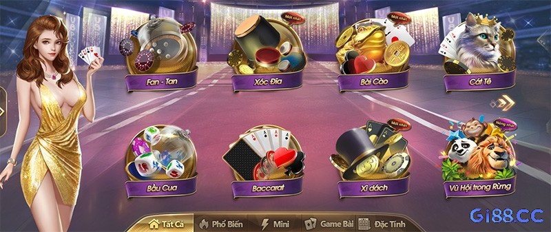 Sảnh game bài Gi8 nổi tiếng với nhiều trò chơi hấp dẫn