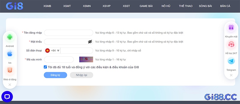 Bạn cần đăng ký tài khoản Gi8 để tham gia đặt cược