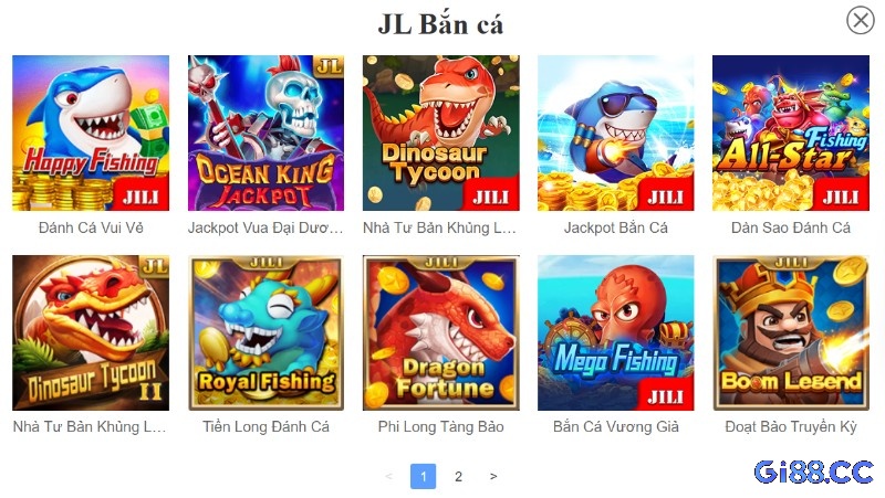 Sảnh bắn cá Jili có rất nhiều tựa game hấp dẫn