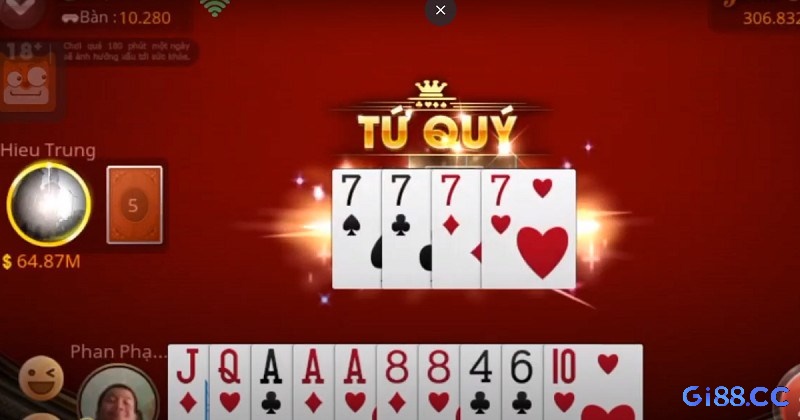 Bộ tứ quý là 4 lá bài có giá trị bằng nhau trong game bài Tiến Lên Miền Nam